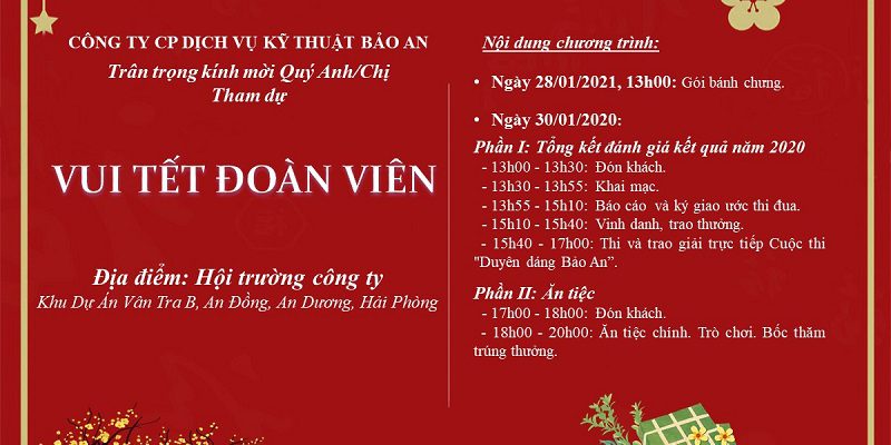 Thư mời là một yếu tố quan trọng của tiệc tất niên